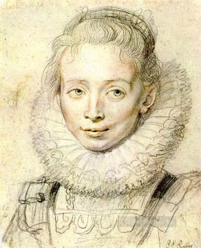  paul Lienzo - Retrato de una camarera tiza barroca Peter Paul Rubens